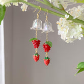 Lily of the Valley Wind Chime Earrings, Raspberry Wind Chime Earrings, Japanese Wind Chime, Wind Bell Earrings, Fruit Wind Chime